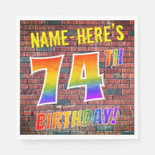 Graffiti Rainbow Look 74TH BIRTHDAY! + Custom Name Napkins