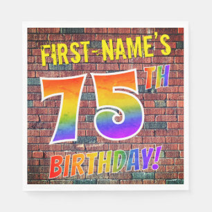 Graffiti Rainbow Look 75TH BIRTHDAY! + Custom Name Napkins