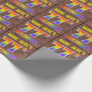Graffiti Rainbow Look 77TH BIRTHDAY! & Custom Name Wrapping Paper
