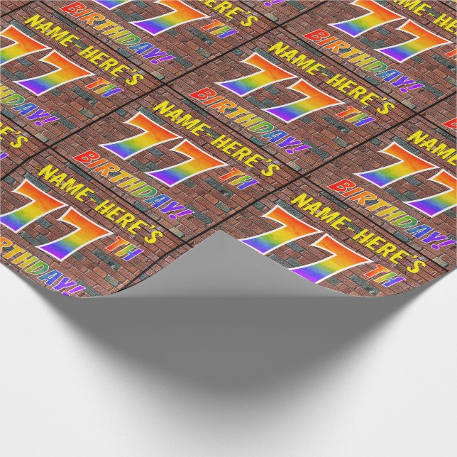 Graffiti Rainbow Look 77TH BIRTHDAY! & Custom Name Wrapping Paper (Corner)