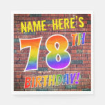 [ Thumbnail: Graffiti Rainbow Look 78th Birthday! + Custom Name Napkins ]