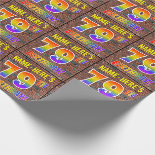 Graffiti Rainbow Look 79TH BIRTHDAY! & Custom Name Wrapping Paper
