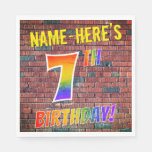 [ Thumbnail: Graffiti Rainbow Look 7th Birthday! + Custom Name Napkins ]