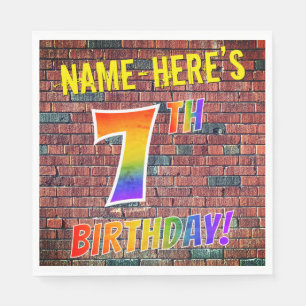 Graffiti Rainbow Look 7TH BIRTHDAY! + Custom Name Napkins