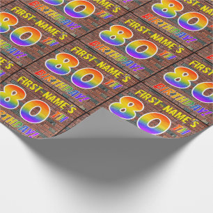 Graffiti Rainbow Look 80TH BIRTHDAY! & Custom Name Wrapping Paper