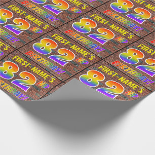 Graffiti Rainbow Look 82ND BIRTHDAY! & Custom Name Wrapping Paper