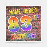 [ Thumbnail: Graffiti Rainbow Look 83rd Birthday! + Custom Name Napkins ]