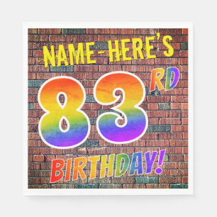 Graffiti Rainbow Look 83RD BIRTHDAY! + Custom Name Napkins
