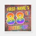 [ Thumbnail: Graffiti Rainbow Look 88th Birthday! + Custom Name Napkins ]
