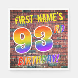 Graffiti Rainbow Look 93RD BIRTHDAY! + Custom Name Napkins
