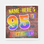 [ Thumbnail: Graffiti Rainbow Look 95th Birthday! + Custom Name Napkins ]