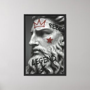 Graffiti Rebel King Bust with Crown Canvas Print