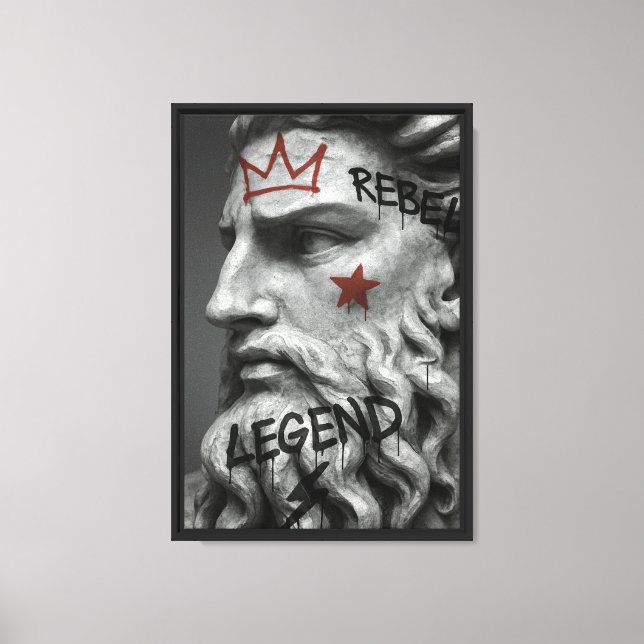 Graffiti Rebel King Bust with Crown Canvas Print (Front)