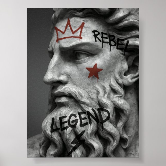 Graffiti Rebel King Bust with Crown Poster (Front)