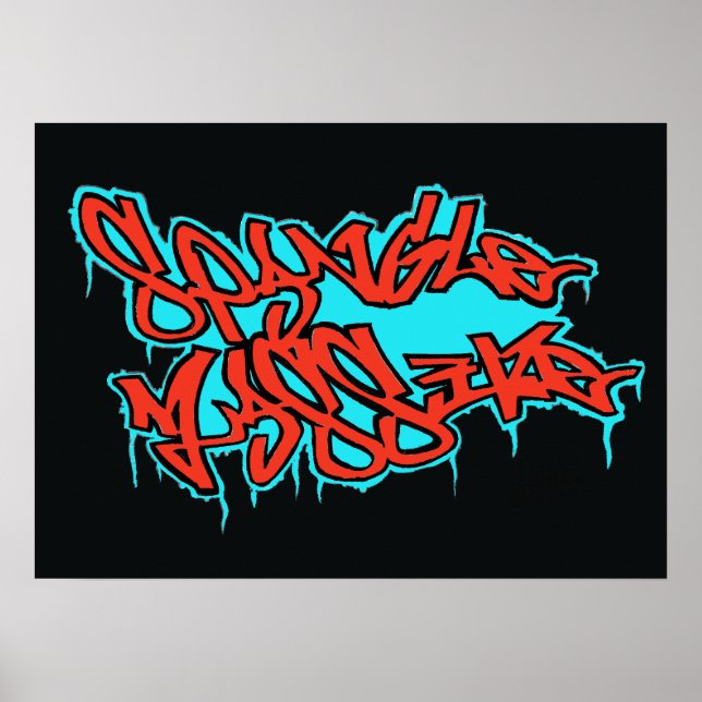 GRAFFITI red/blue spangleMASSIVE LOGO print/poster Poster (Front)