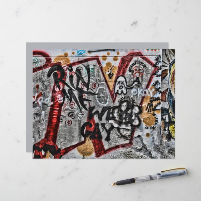 Graffiti Red Gray Letters Urban Street Wall Art (Front/Back In Situ)