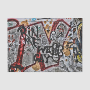 Graffiti Red Gray Letters Urban Street Wall Art Tissue Paper