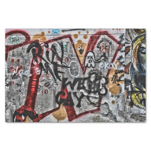 Graffiti Red Gray Letters Urban Street Wall Art Tissue Paper
