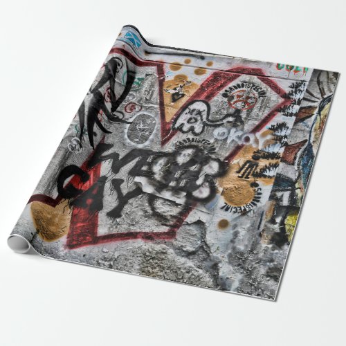 Graffiti Red Gray Letters Urban Street Wall Art Wrapping Paper