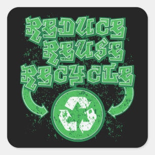 Graffiti Reduce Reuse Recycle Square Sticker