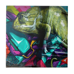 Graffiti reptile tile