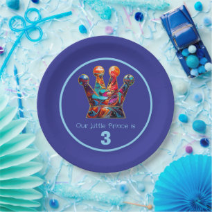 Graffiti Royal Prince Crown Birthday Paper Plates