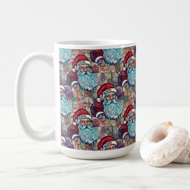 Graffiti Santa  Coffee Mug (With Donut)