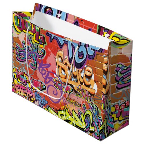 Graffiti scribbled scratched or sprayed bricks large gift bag