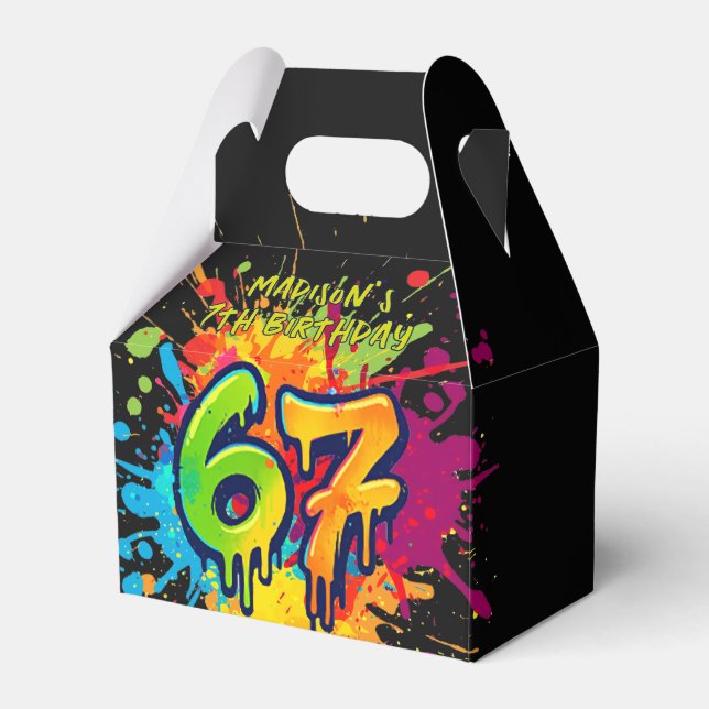 Graffiti Six Seven Birthday Favor Box (Front Side)