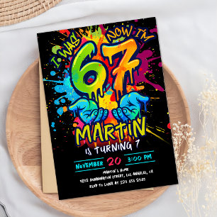 Graffiti Six Seven Birthday Invitation