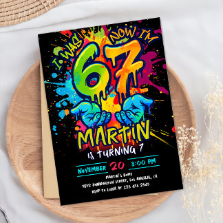 Graffiti Six Seven Birthday Invitation