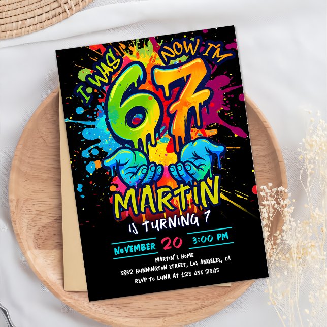 Graffiti Six Seven Birthday Invitation (Creator Uploaded)