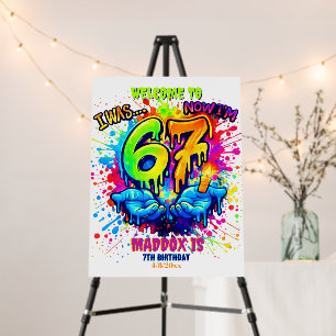 Graffiti Six Seven Birthday Party Sign, Six Seven Foam Board
