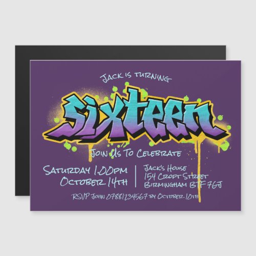Graffiti Sixteen Magnetic Invitation