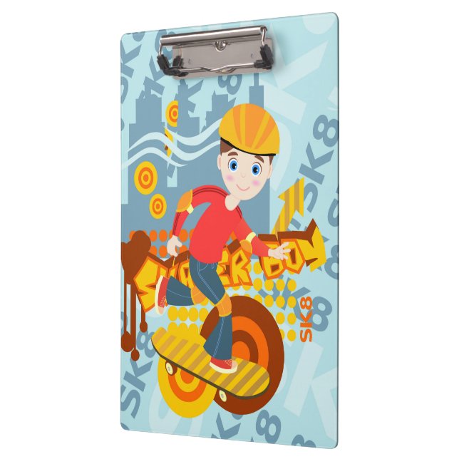 Graffiti skateboard kid birthday party clipboard (Left)