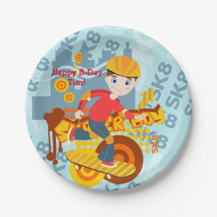 Graffiti skateboard kid birthday party paper plates