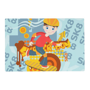 Graffiti skateboard kid birthday party placemat
