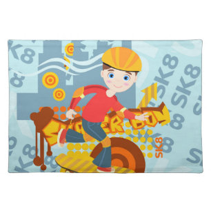 Graffiti skateboard kid birthday party placemat