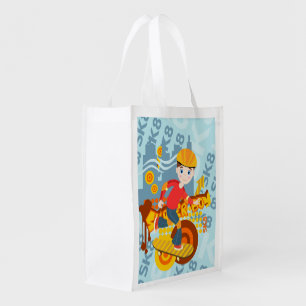 Graffiti skateboard kid birthday party reusable grocery bag