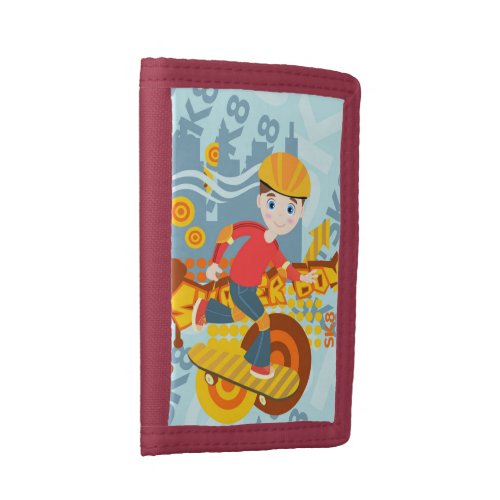 Graffiti skateboard kid birthday party trifold wallet