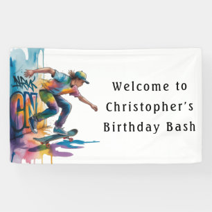 Graffiti Skateboarder Birthday Bash Welcome Sign