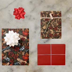 Graffiti Skull Gun Roses Love Goth urban Wrapping Paper Sheets