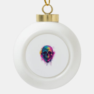 Graffiti Skull Rebel Ceramic Ball Christmas Ornament