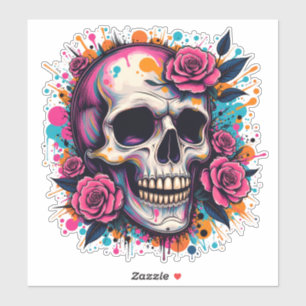 Graffiti Skull & Roses  Sticker