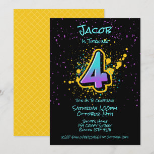 Graffiti Splatter Age Four Invitation
