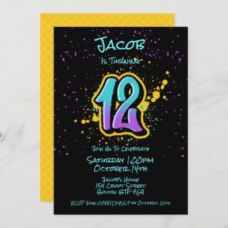 Graffiti Splatter Age Twelve Invitation