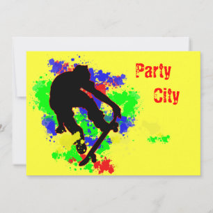 Graffiti Splotch Skateboard Party Invitation