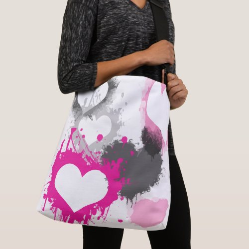 Graffiti Spray Paint Hearts Crossbody Bag