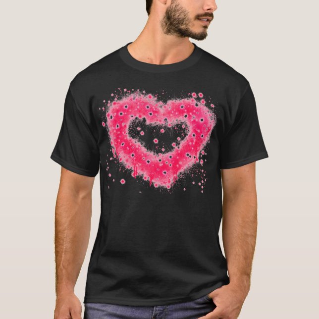 Graffiti spray paint pink sparkling heart design T-Shirt (Front)