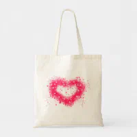 Graffiti spray paint pink sparkling heart design tote bag